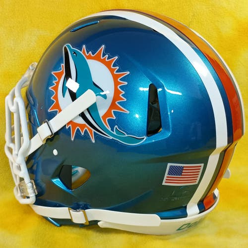 Miami Dolphins SuPer Custom fullsize Riddell Speed football helmet Lg turquoiseGold