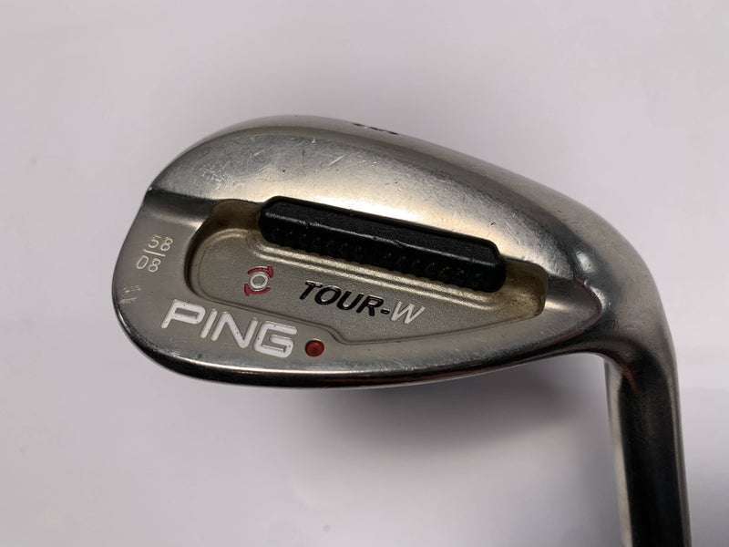 Ping Tour-W Brushed Silver Lob Wedge LW 58* Red Dot 1* Flat AWT Stiff RH
