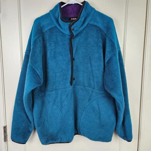 Vintage Helly Hansen Fleece Pullover Mens L Made in USA Teal Blue