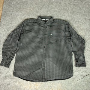 Ariat Shirt Mens 2XL Black White Check Pro Series Workwear Western Rodeo Top