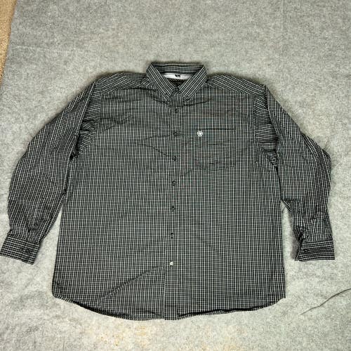 Ariat Shirt Mens 2XL Black White Check Pro Series Workwear Western Rodeo Top
