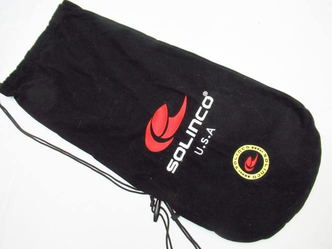 SOLINCO SINGLE VELVET TENNIS RACQUET DRAWSTRING BAG/COVER. BLACK