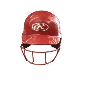 Used Rawlings MLTBH-R1 6 1/4 - 6 7/8 Batting Helmet w/Mask Red SM 11760-S000078167