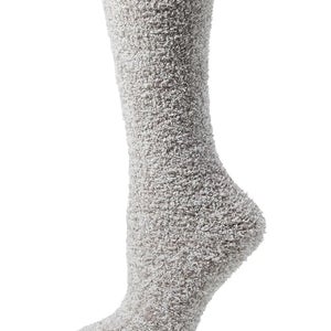 Barefoot Dreams Crew Cut Socks Unisex S/M Oyster White CozyChic Stretch QLW716