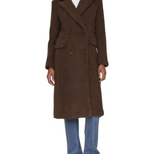 Avec Les Filles Sherpa Coat Women's M Brown Double Breasted Notch Lapel QLW762