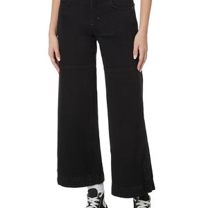 Free People Benji Jeans Womens 27 Black Denim Cotton Relaxed Wide Legs QLW724