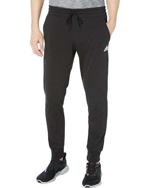 Adidas Essentials Single Jersey Cuffed Pants Men Medium Black Tapered Leg QLW723