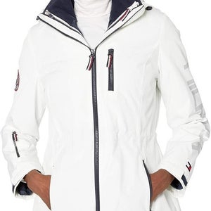 Tommy Hilfiger Parkas Jacket Women's Small White Full Zip Detachable Hood QLW749