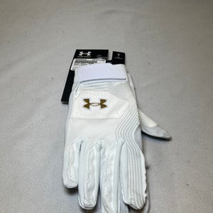 Used Under Armour UA CLEAN UP BB/SB Batting Gloves White LG 11490-S000263242