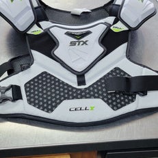 Used STX CELL V Lacrosse Shoulder Pads White 2X 11497-S000150054
