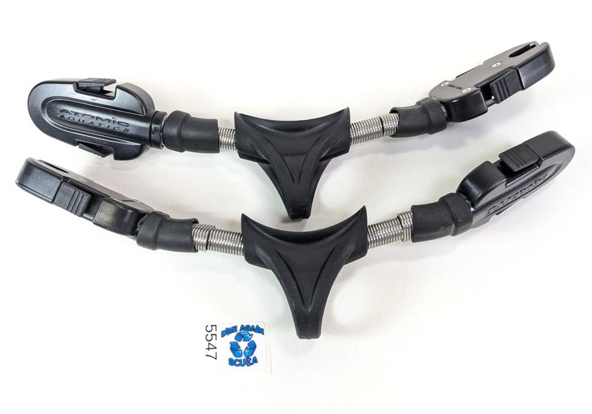 2 X Atomic Aquatics Split Fin Spring Straps Scuba Diving Fins EXCELLENT!   #5547