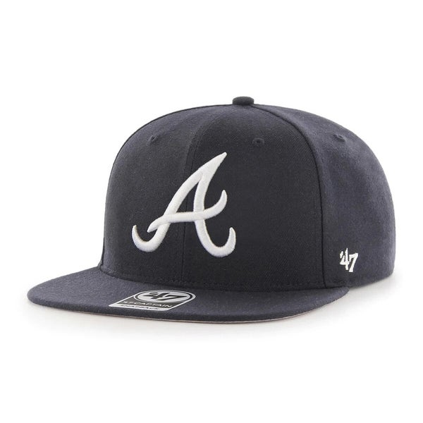 ATLANTA BRAVES NAVY SURE SHOT 47 CAPTAIN SNAPBACK ADJUSTABLE HAT