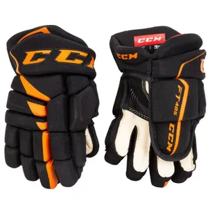 New CCM JetSpeed FT485 Senior Black and Orange Gloves 15"