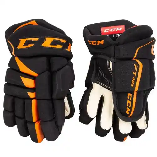 New CCM JetSpeed FT485 Senior Black and Orange Gloves 15"