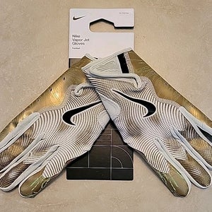 New adult XL Nike Vapor Jet 8.0 football skill Gloves gold/black seaglass