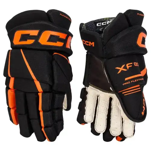 New CCM Tacks XF 80 Junior Black and Orange Gloves 12"