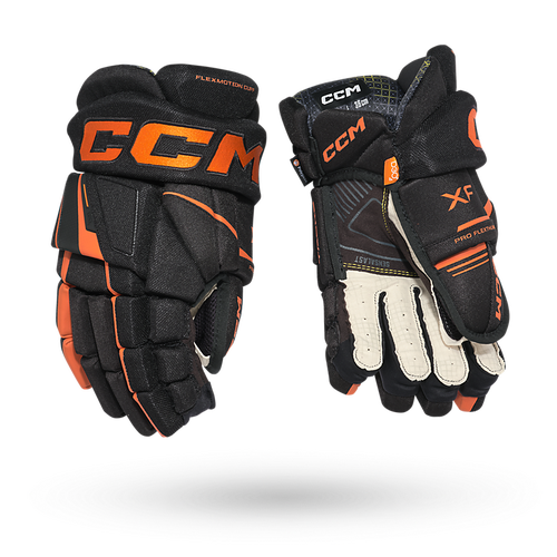 New CCM Tacks XF Senior Black and Orange Gloves 13"
