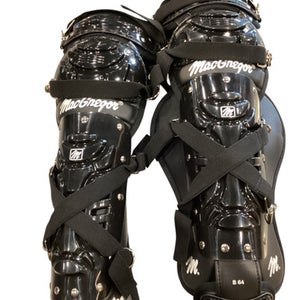 Used MacGregor BLACK SHINGUARDS Catchers Leg Guards Black Adult 11884-S000048388