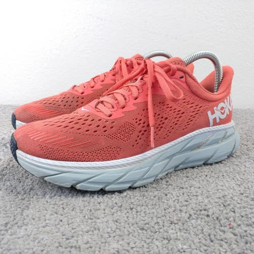 Hoka One One Clifton 7 Womens Size 7.5 Running Shoes Pink Coral FLAWS USED