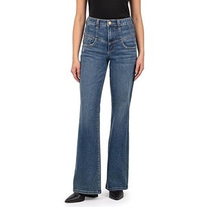 KUT from the Kloth Ana Jeans Womens 12 Blue Denim High-Rise Flare Leg QLW782