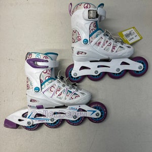 Used RollerDerby STINGER 5.2 Junior Rec Fitness Skates White Adjustable 11835-S000196290