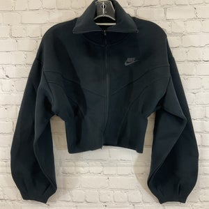 Nike FN2523-010 Women's TECH Long-Sleeve Cropped Track Jacket Black XS