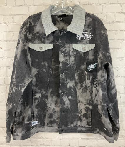 The Wild Collective WC223 PHILADELPHIA EAGLES Button-Up Jacket Black Grey Large