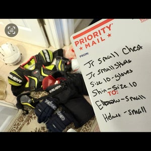 Junior hockey equipment. Full set up