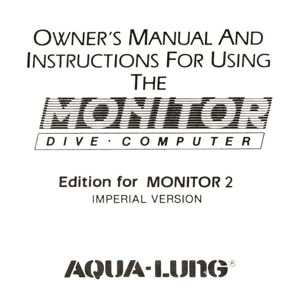 Aqua Lung Monitor 2 Scuba Dive Computer Owners Printed Manual 26 Pages US Divers