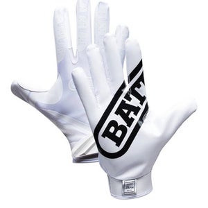 New YOUTH WHITE DOUBLE THREAT RECEIVER FOOTBALL GLOVES 11834-BAT9302Y