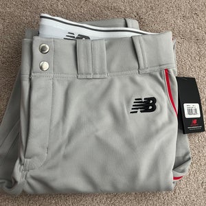 New Balance Men’s Gray Baseball pants, Red Piping, Adult L, NWT