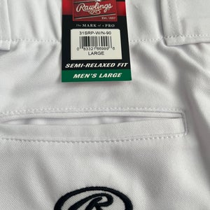 Rawlings White Baseball pants, Navy Blue piping, NWT, Adult L