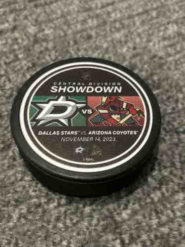 Dallas Stars vs Arizona Coyotes NHL Match Up Hockey Puck