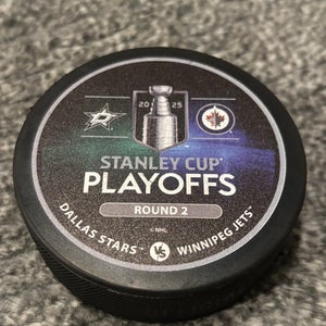 Dallas Stars vs Winnipeg Jets 2025 NHL Playoffs Match Up Hockey Puck