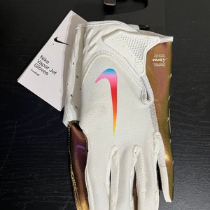 Nike Vapor Jet 7.0 Football Gloves Men's Size Medium White/Gold/Bronze