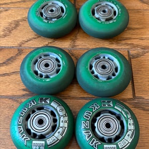Kuzak Inline Hockey Wheels Green Hi-Lo 76mm/72mm plus Swiss Bearings (Used)