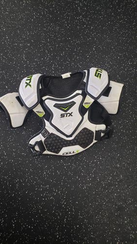 Used STX CELL V Lacrosse Shoulder Pads White XS 11849-S000029349