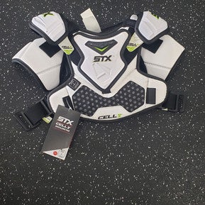 Used STX CELL V Lacrosse Shoulder Pads White XS 11849-S000029348