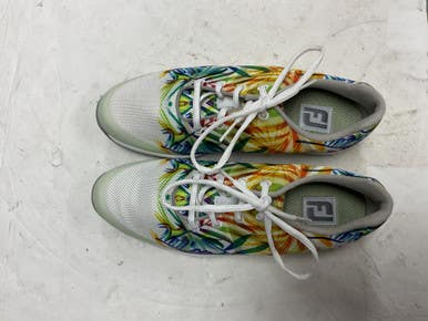 Used Foot Joy 92902 Womens Golf Shoes White And Yellow Senior 7.5 11855-S000187559