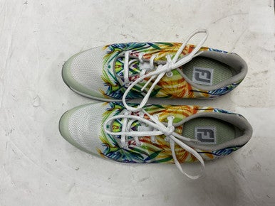 Used Foot Joy 92902 Womens Golf Shoes White And Yellow Senior 7.5 11855-S000187559