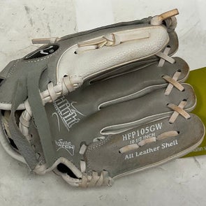 Used Rawlings HFP105GW RH Throw Fastpitch Gloves Silver 10 1/2" 11855-S000187505