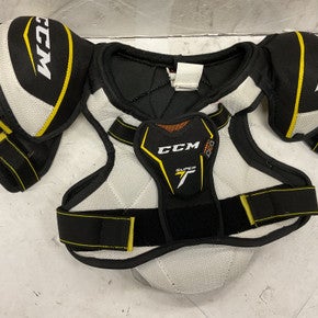 Used CCM SUPER TACKS Youth Shoulder Pads White/Black/Yellow LG 11855-S000187357