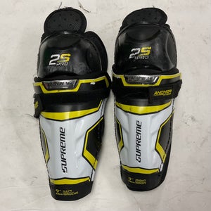 Used Bauer SUPREME 2S PRO Youth Shin Guards White/Black/Yellow 9" 11855-S000187250
