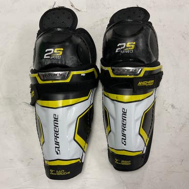 Used Bauer SUPREME 2S PRO Youth Shin Guards White/Black/Yellow 9" 11855-S000187250