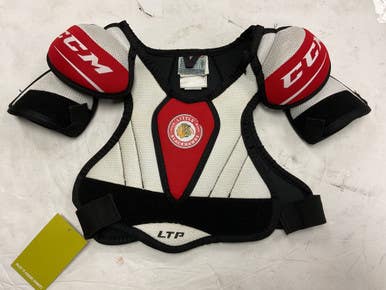 Used CCM LTP LITTLE BLACKHAWKS Youth Shoulder Pads White/Black/Red LG 11855-S000187231