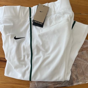 Brand New Nike Baseball Pants, White with Green Piping, sz Men’s Med