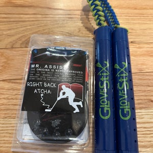 Mr. Assist training puck and glove sticks