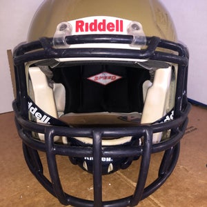 USED RIDDELL ADULT SPEED FOOTBALL HELMET - MEDIUM - VEGAS GOLD - 5 MASKS