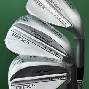 Cleveland RTX6 Zipcore Wedge Set 52-10*, 56-10*, 60-10* Steel GW, SW, LW NEW!