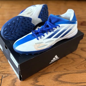 Adidas X Speedflow.3 TF turf shoes plus Two Pairs SOCKS white/legacy indigo/hi-res blue Mens Size 12